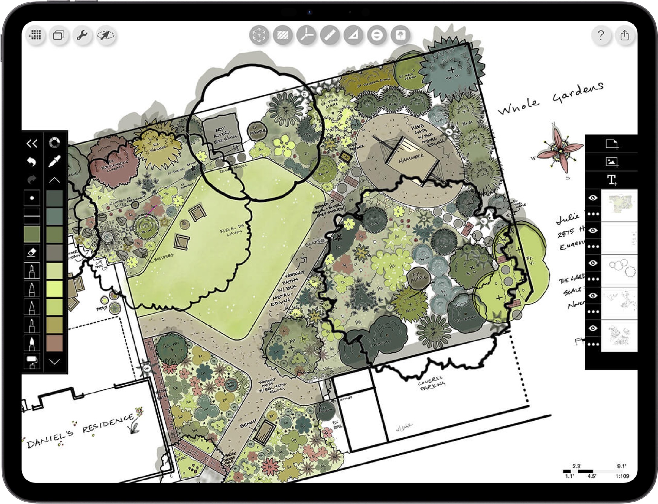 best App for architects _ iPad drawing for landscape design _ garden plan drawing